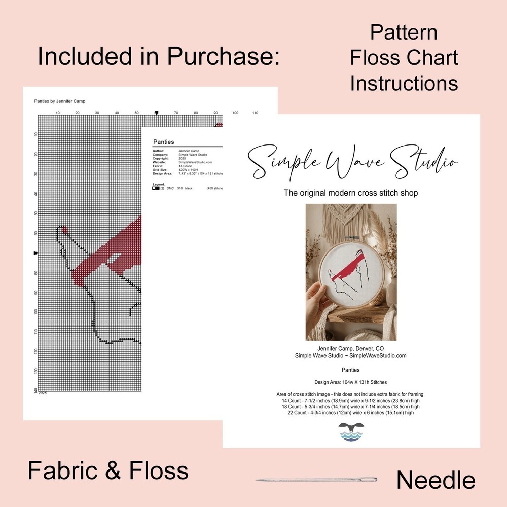 Subversive Panties Women Modern Cross Stitch Pattern KIT - Picture 4 of 4